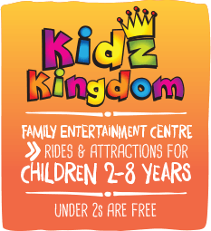 Kidz Kingdom, family entertainment centre, rides and attractions for children two to eight years, under twos are free.